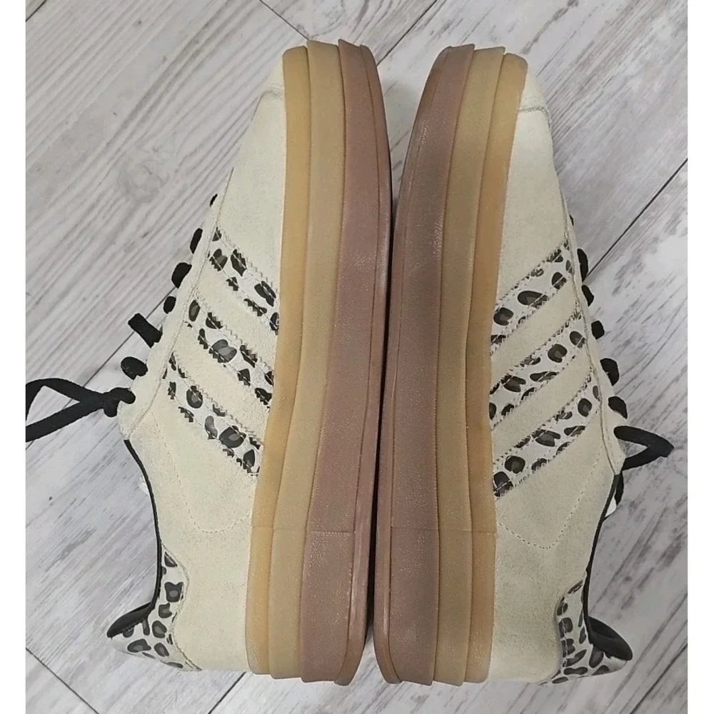 Adidas Gazelle Women Beige Leopard Print‎ Suede Low Top Sneakers Size 7